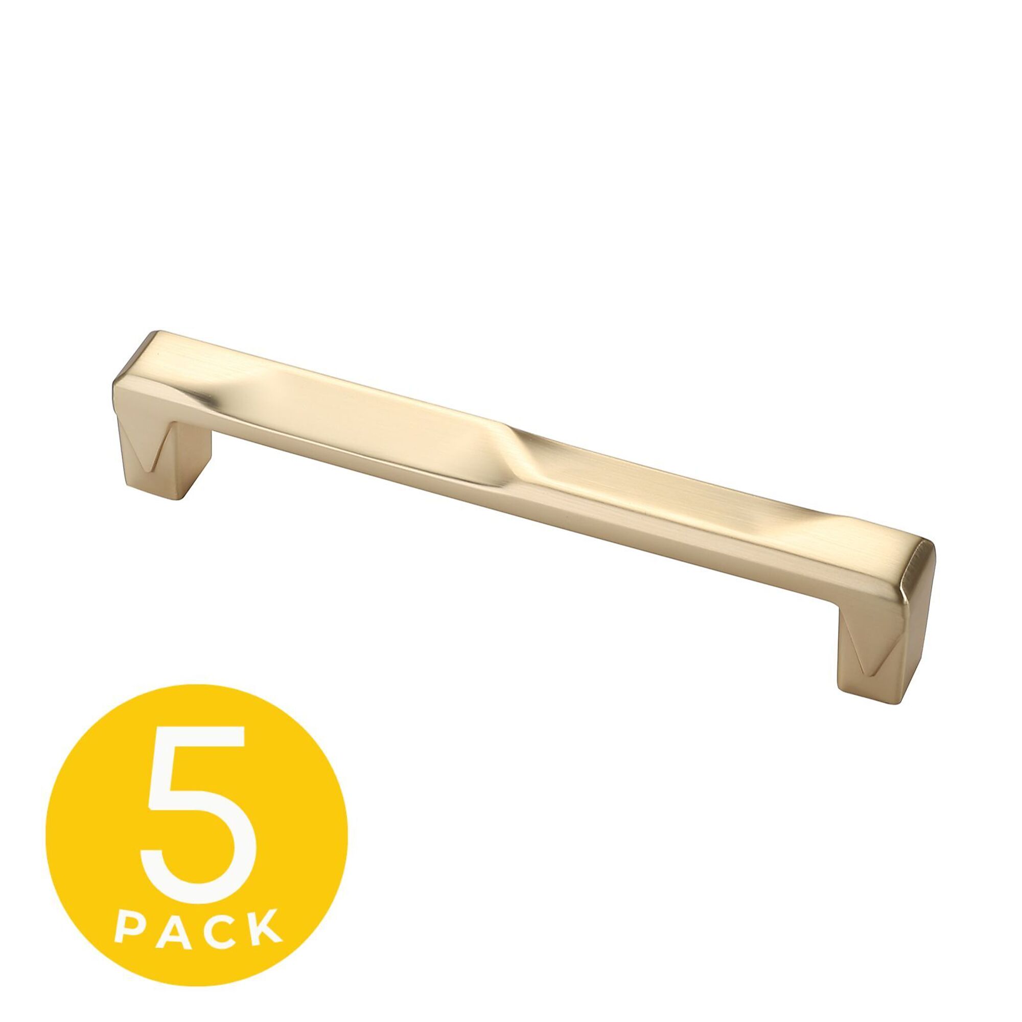 Sapphire, Geiger Series 5 in. (128 mm) Center-to-Center Modern Gold Cabinet Handle/Pull (5 Pack), #SP-3771-128-BRA-5